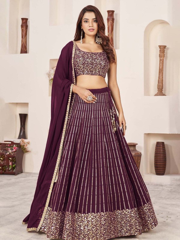 Plum Georgette Lehenga Choli